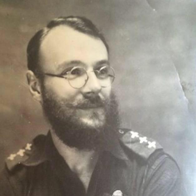 Captain A.A. Dumont — portrait, c.1945, with beard from Burma service